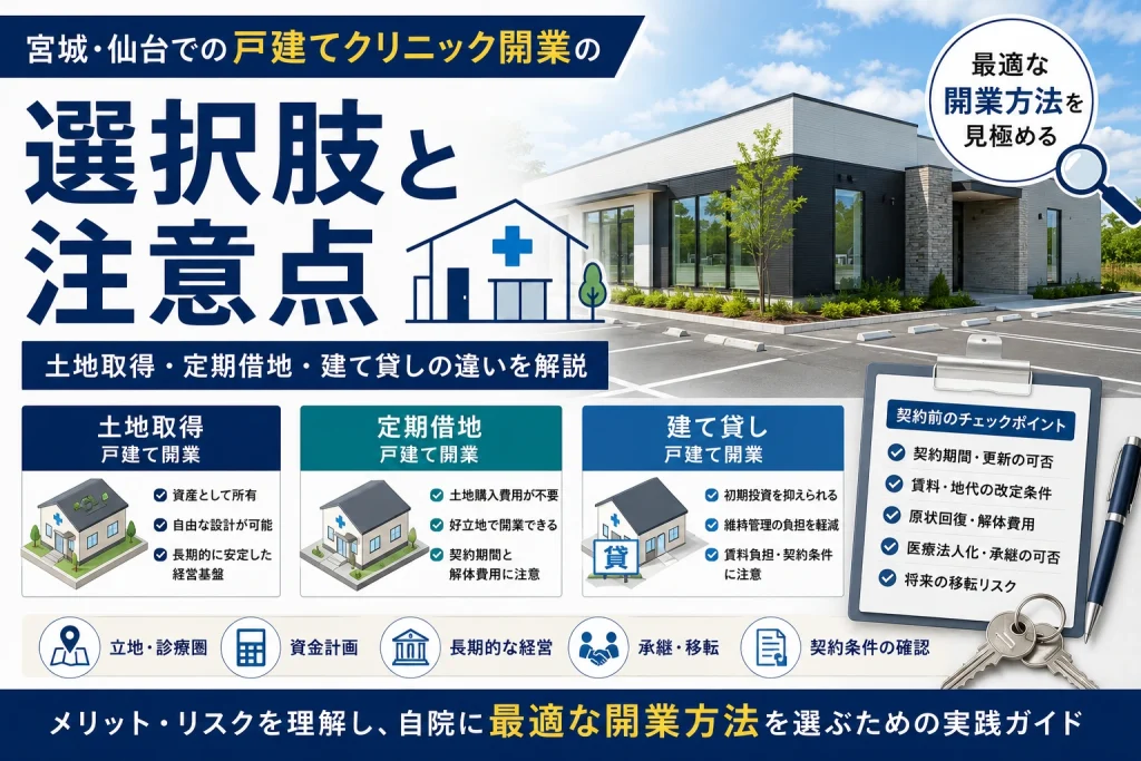 宮城・仙台で戸建てクリニックを開業する方法｜土地取得・定期借地・建て貸しの違いと注意点