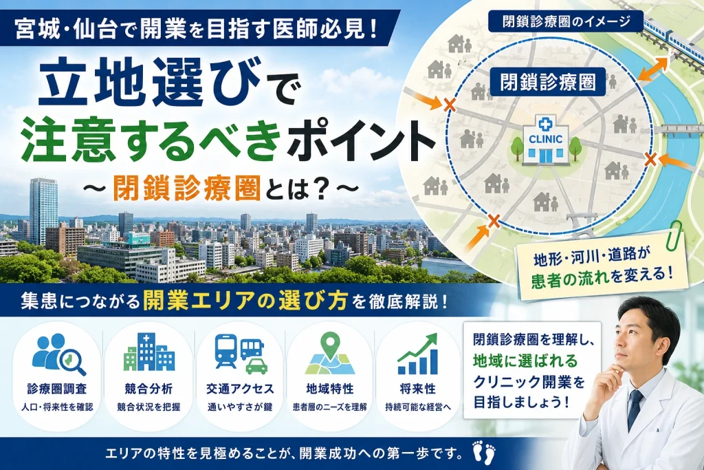 宮城・仙台でクリニック開業を目指す医師必見 ！立地選びで注意したい「閉鎖診療圏」とは？