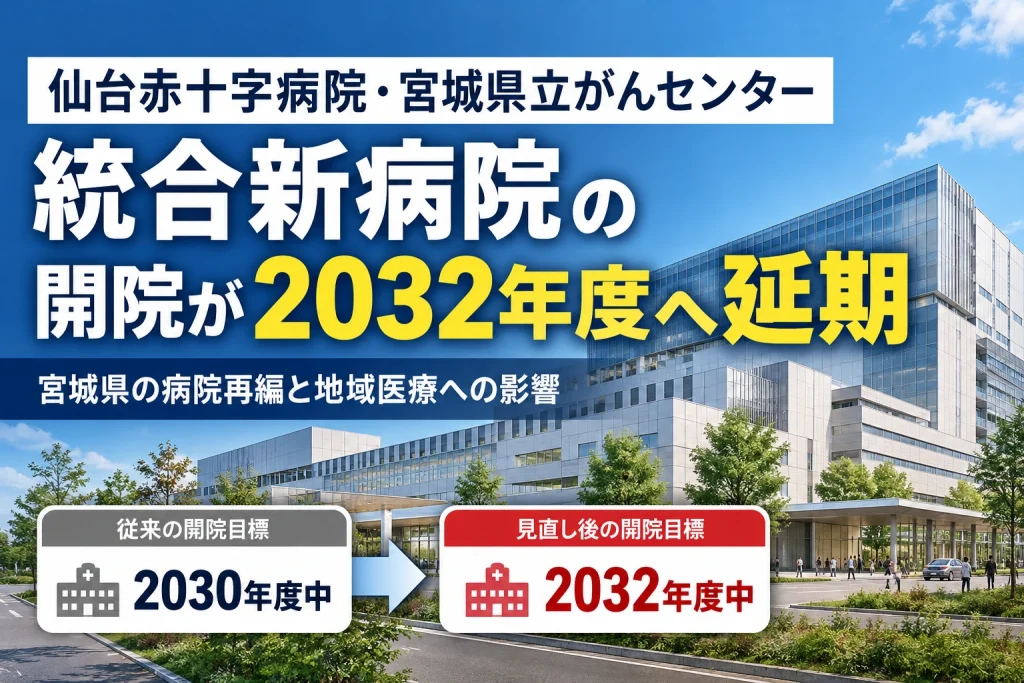 仙台赤十字病院・宮城県立がんセンター統合新病院の開院が2032年度へ延期｜宮城県の病院再編と地域医療への影響